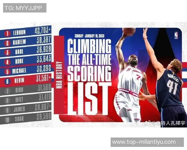 杜兰特超越诺维茨基成NBA历史得分第六位目标直指乔丹传奇地位